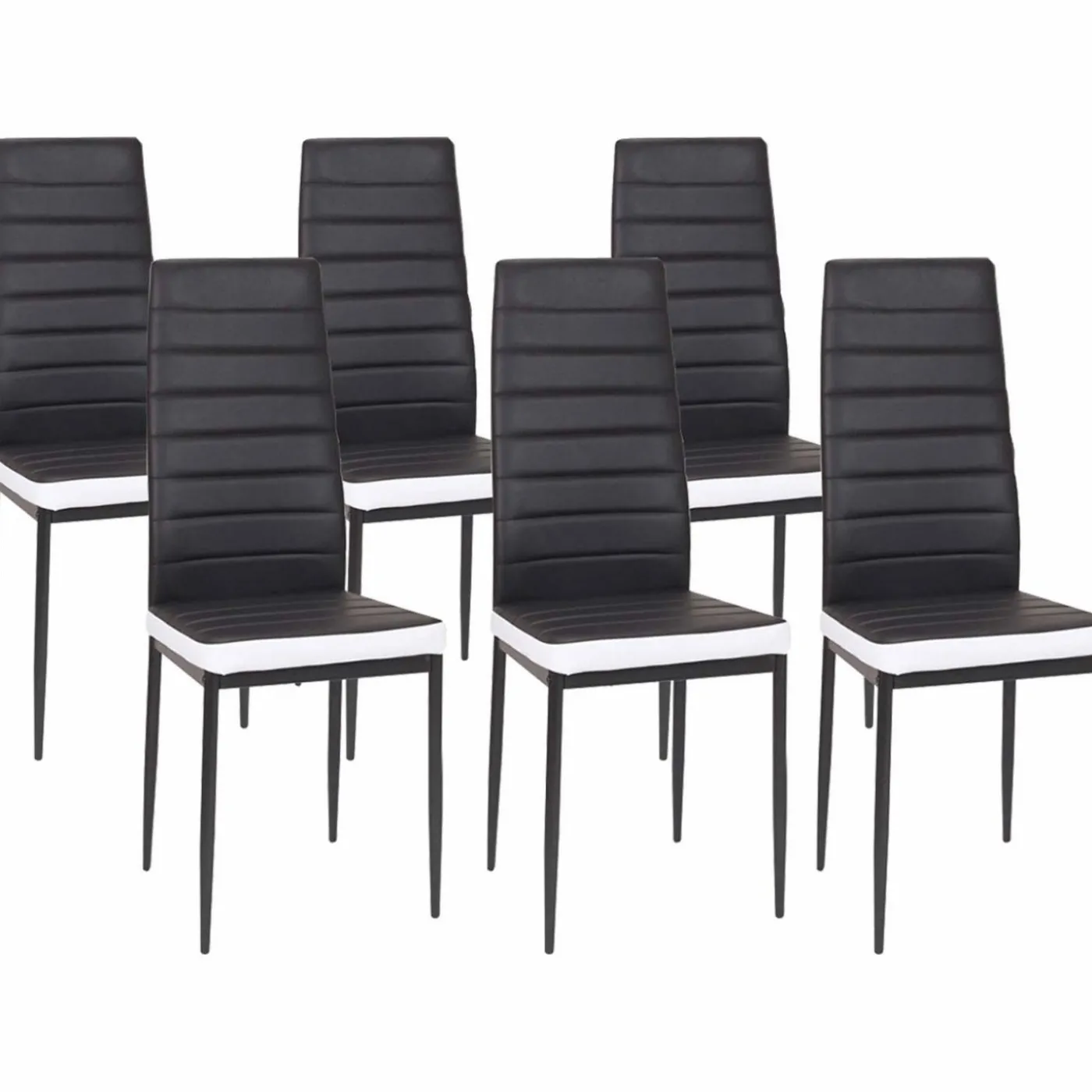 Chaises de salle à manger noires et blanches ROMANE