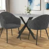 Chaises de salle à manger design en velours gris foncé