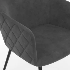Chaises de salle à manger design en velours gris foncé