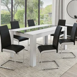 Chaises de salle à manger noires liseré blanc