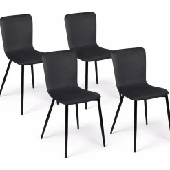 Chaises design en velours gris foncé x4