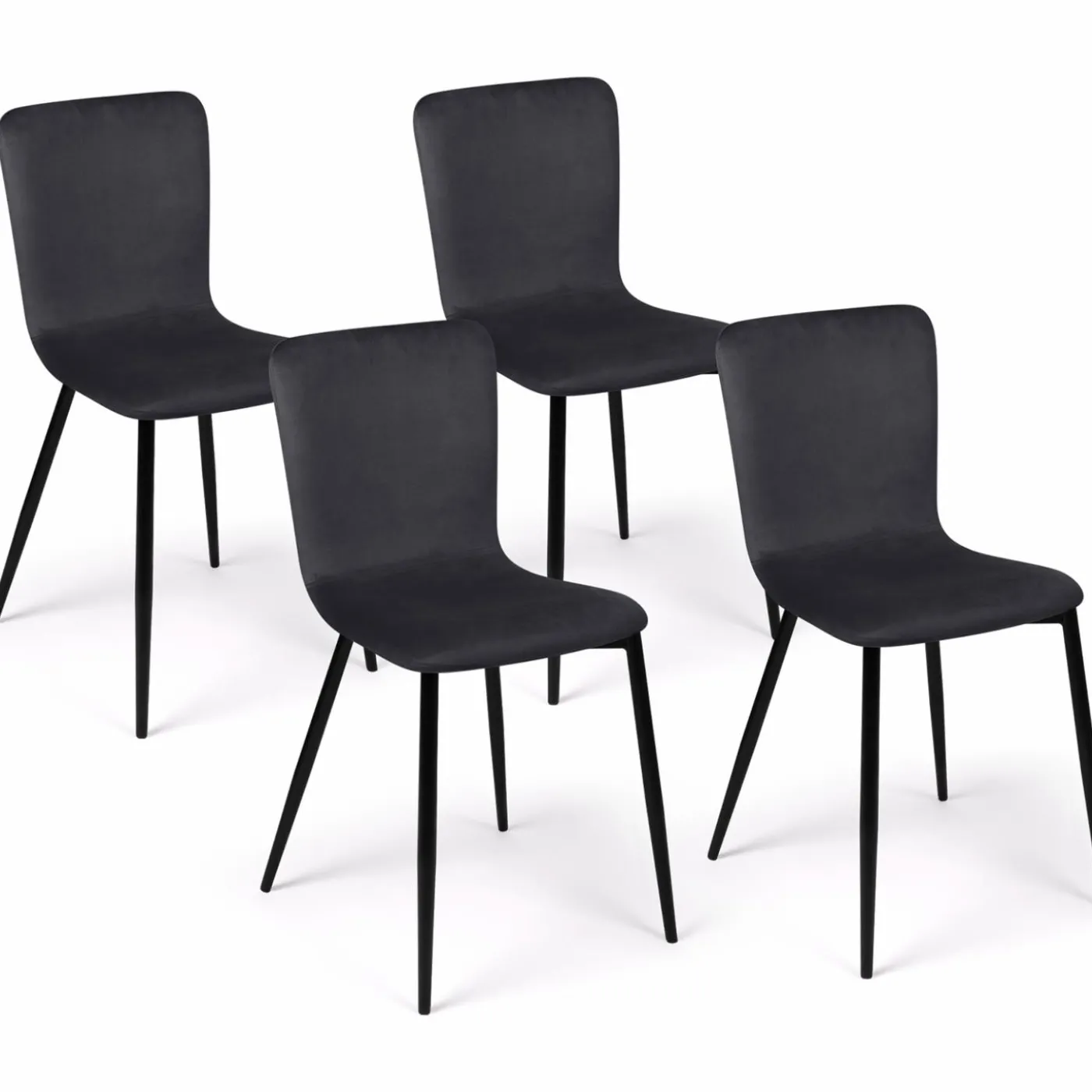 Chaises design en velours gris foncé x4