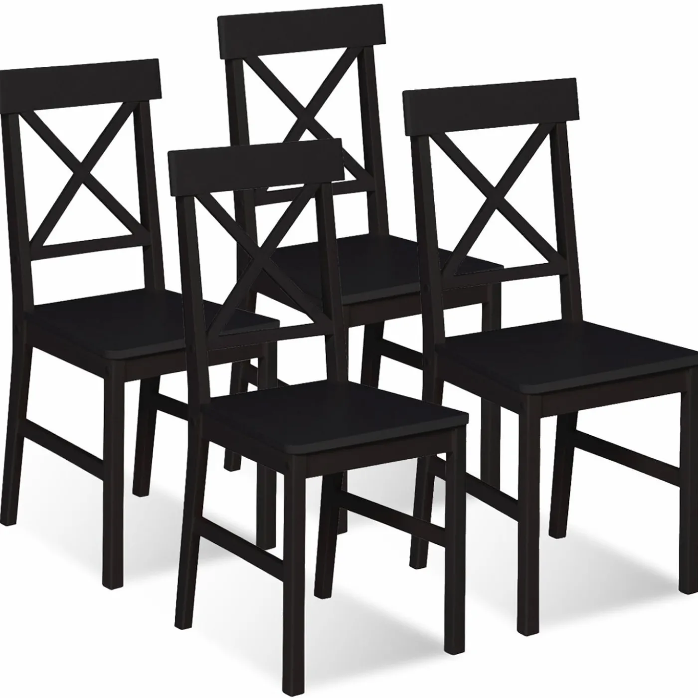 Chaises en bois noir lot de 4