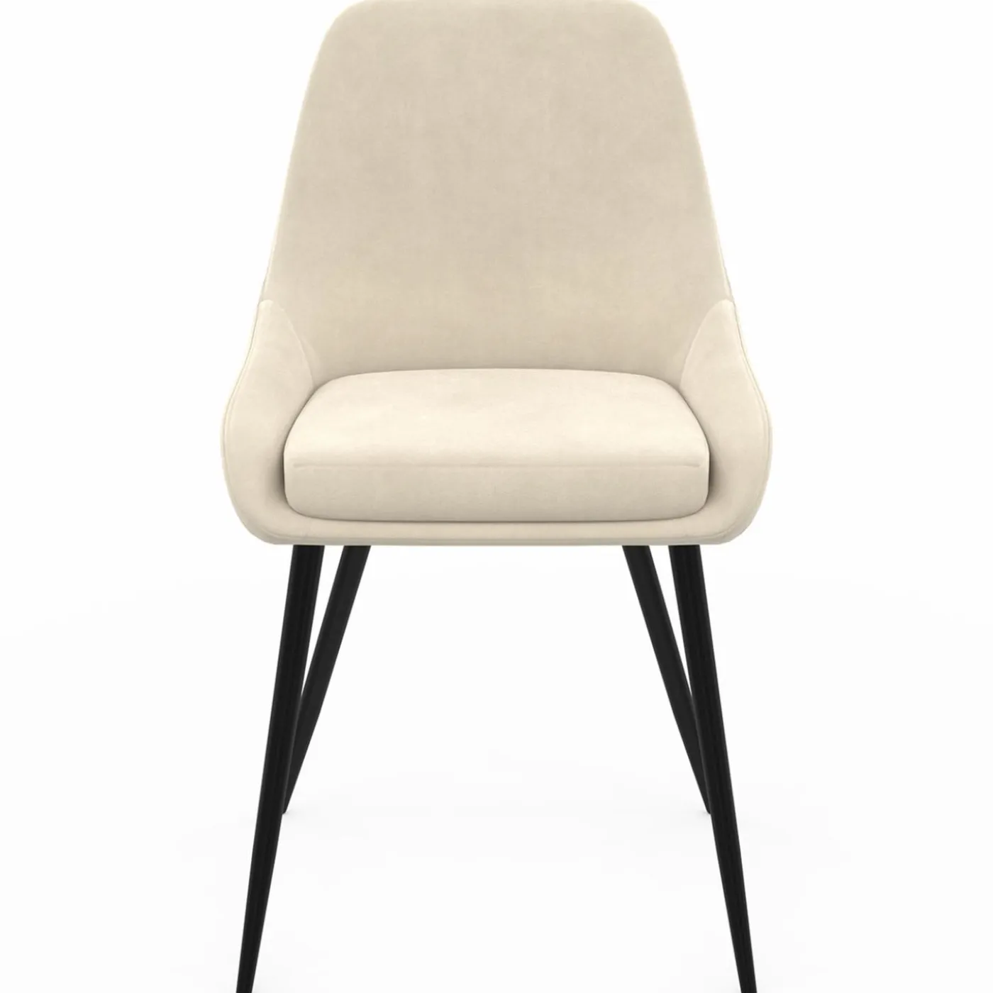 Chaises en velours beige avec demi-accoudoirs