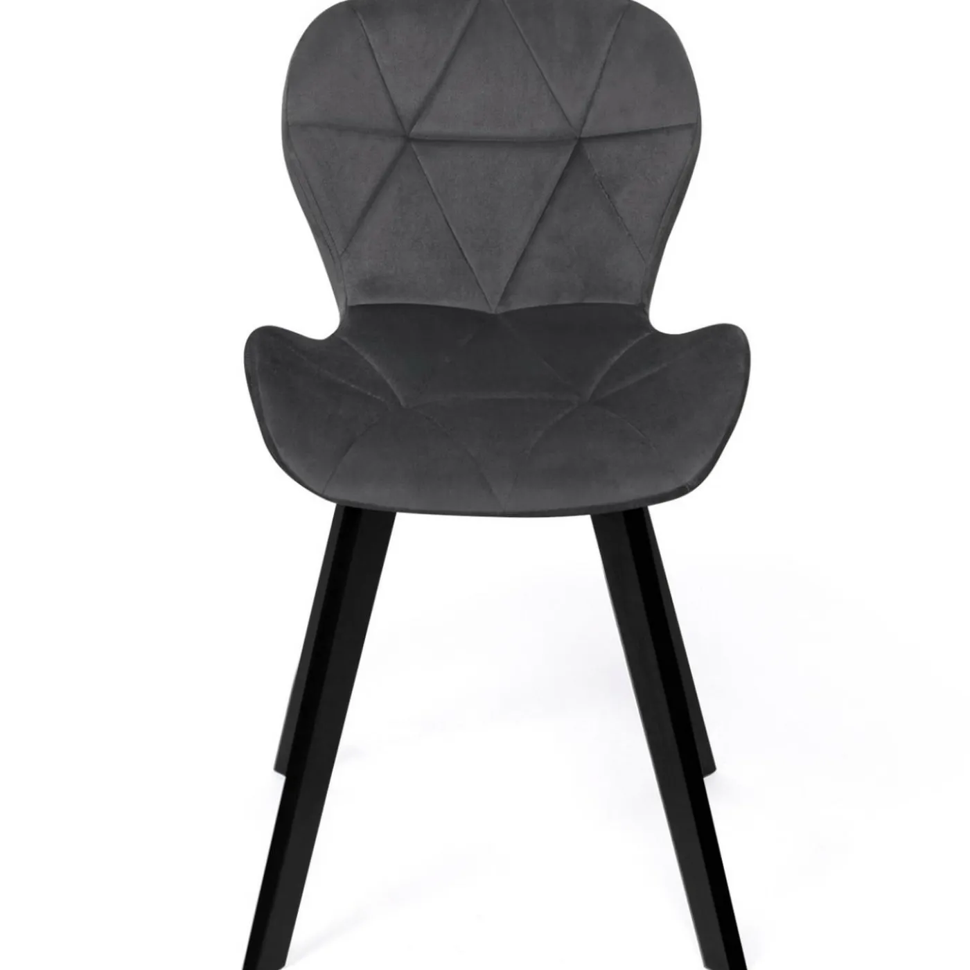 Chaises en velours pastel bleu, gris clair, gris foncé et rose