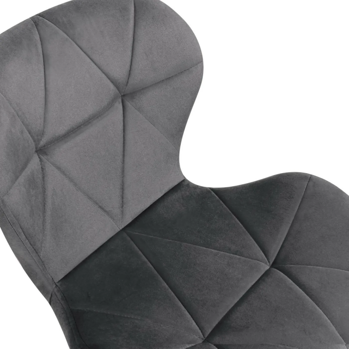 Chaises en velours pastel bleu, gris clair, gris foncé et rose