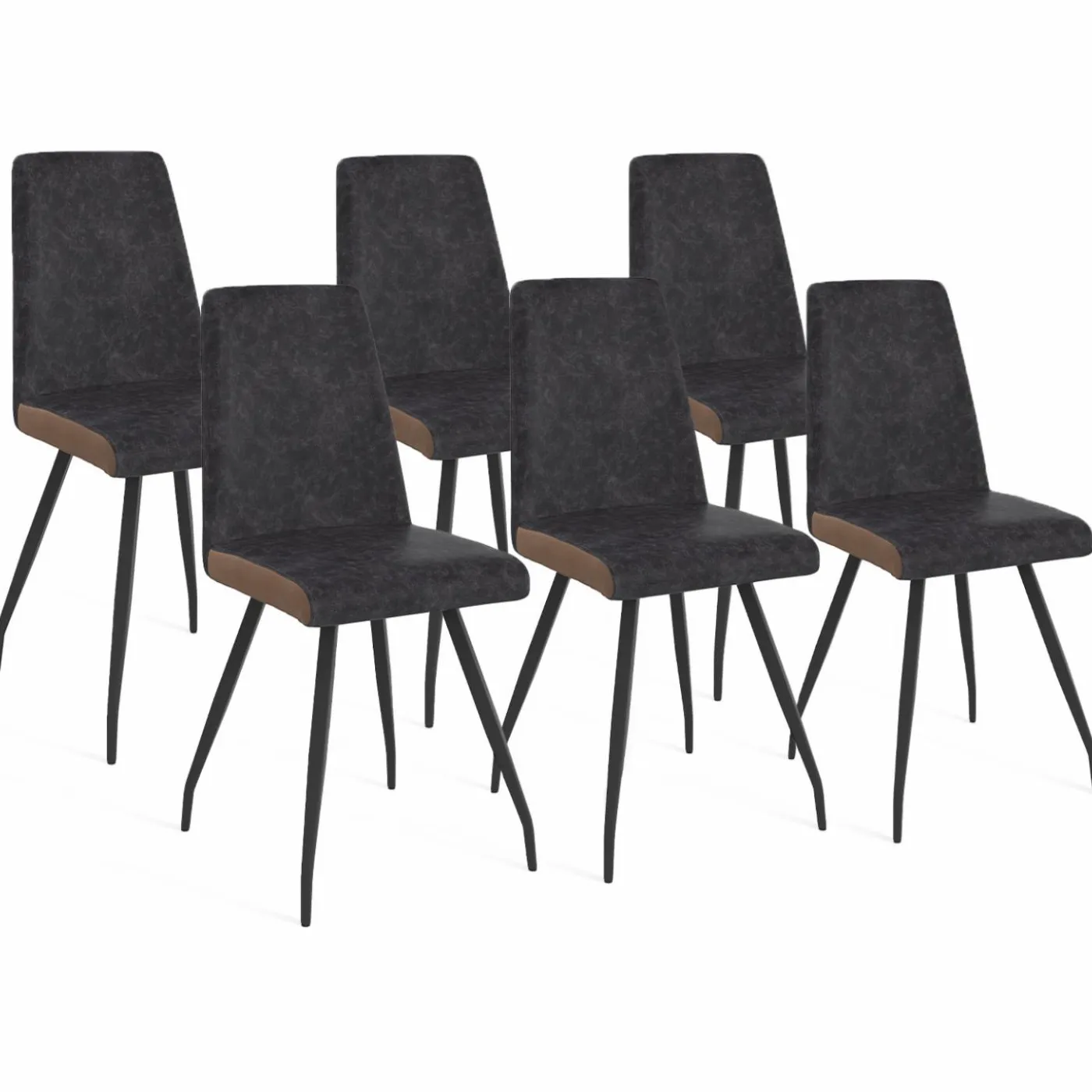 Chaises grises liseré marron pieds araignée pour salle à manger