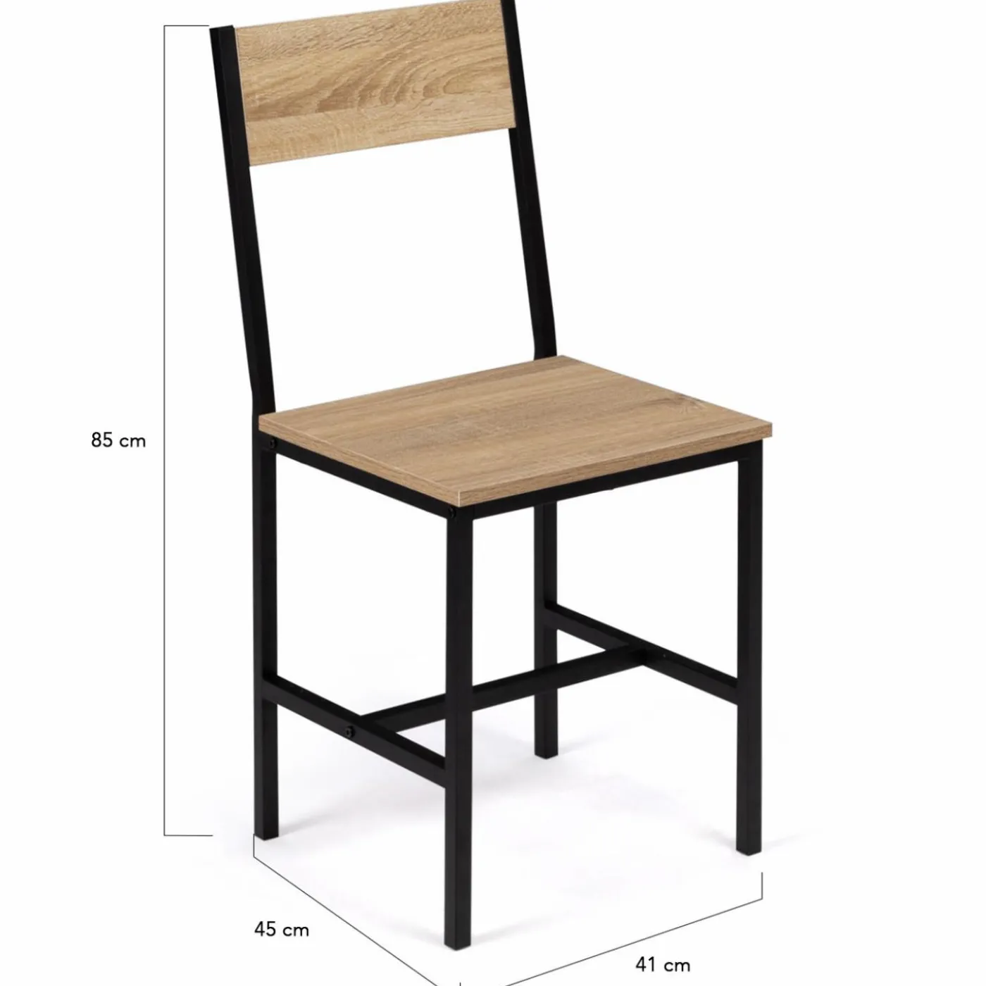 Chaises industrielles bois et métal : lot de 4