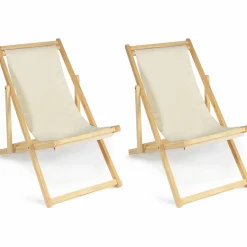 Chaises longues pliables 4 positions écrue