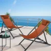 Chaises longues terracotta pliables
