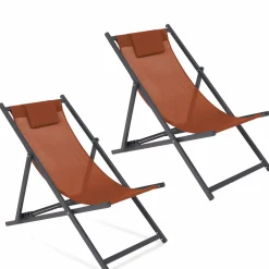 Chaises longues terracotta pliables
