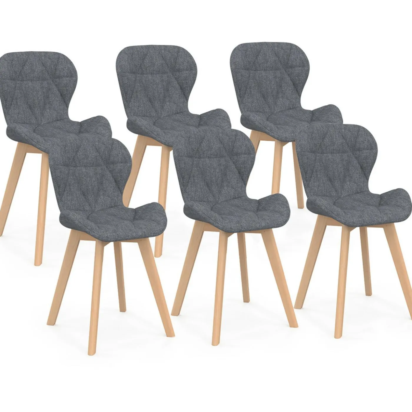 Chaises matelassées en tissu gris foncé pour salle à manger