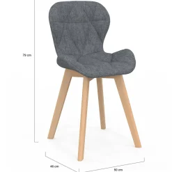 Chaises matelassées en tissu gris foncé pour salle à manger