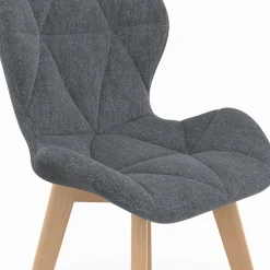 Chaises matelassées en tissu gris foncé pour salle à manger