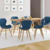 Chaises matelassées pour salle à manger en tissu bleu canard