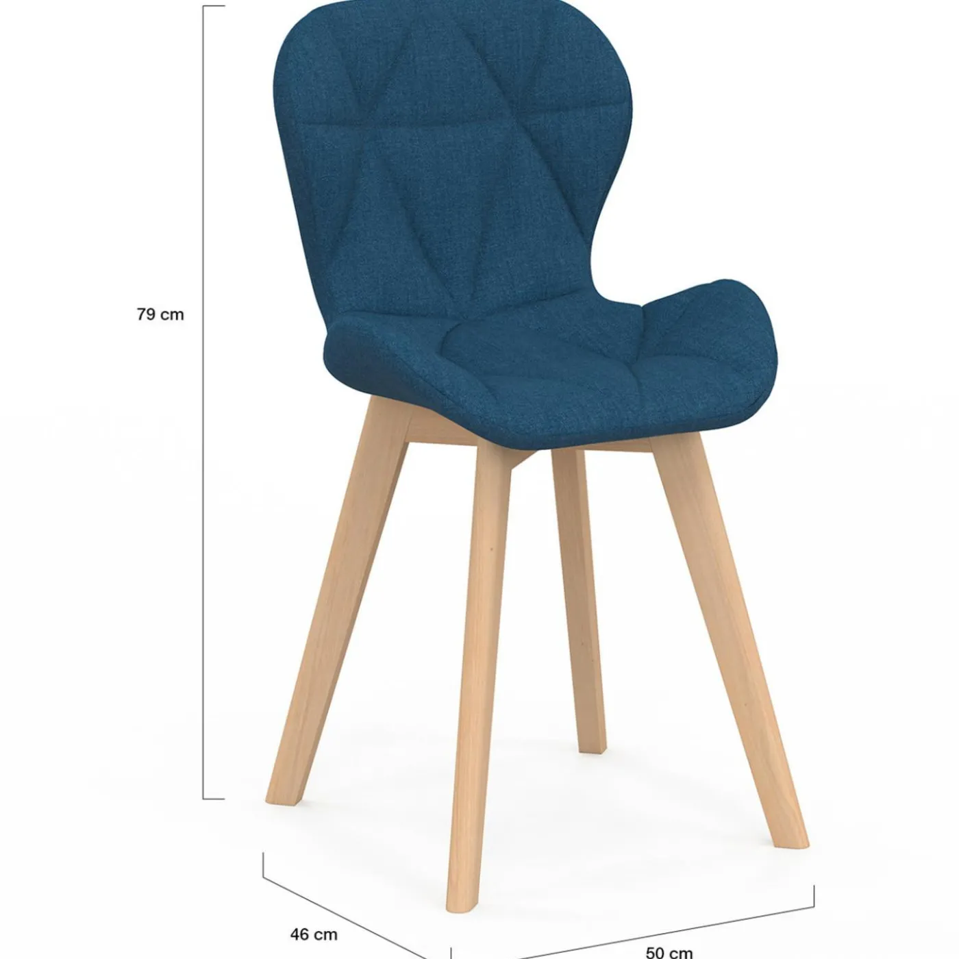 Chaises matelassées pour salle à manger en tissu bleu canard