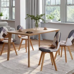 Chaises motifs patchworks marron scandinaves : lot de 4