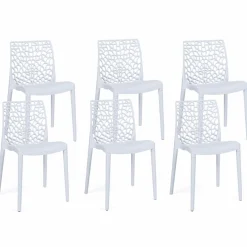 Chaises nid d'abeille blanc : lot de 6
