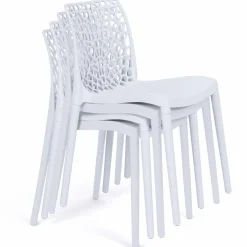 Chaises nid d'abeille blanc : lot de 6
