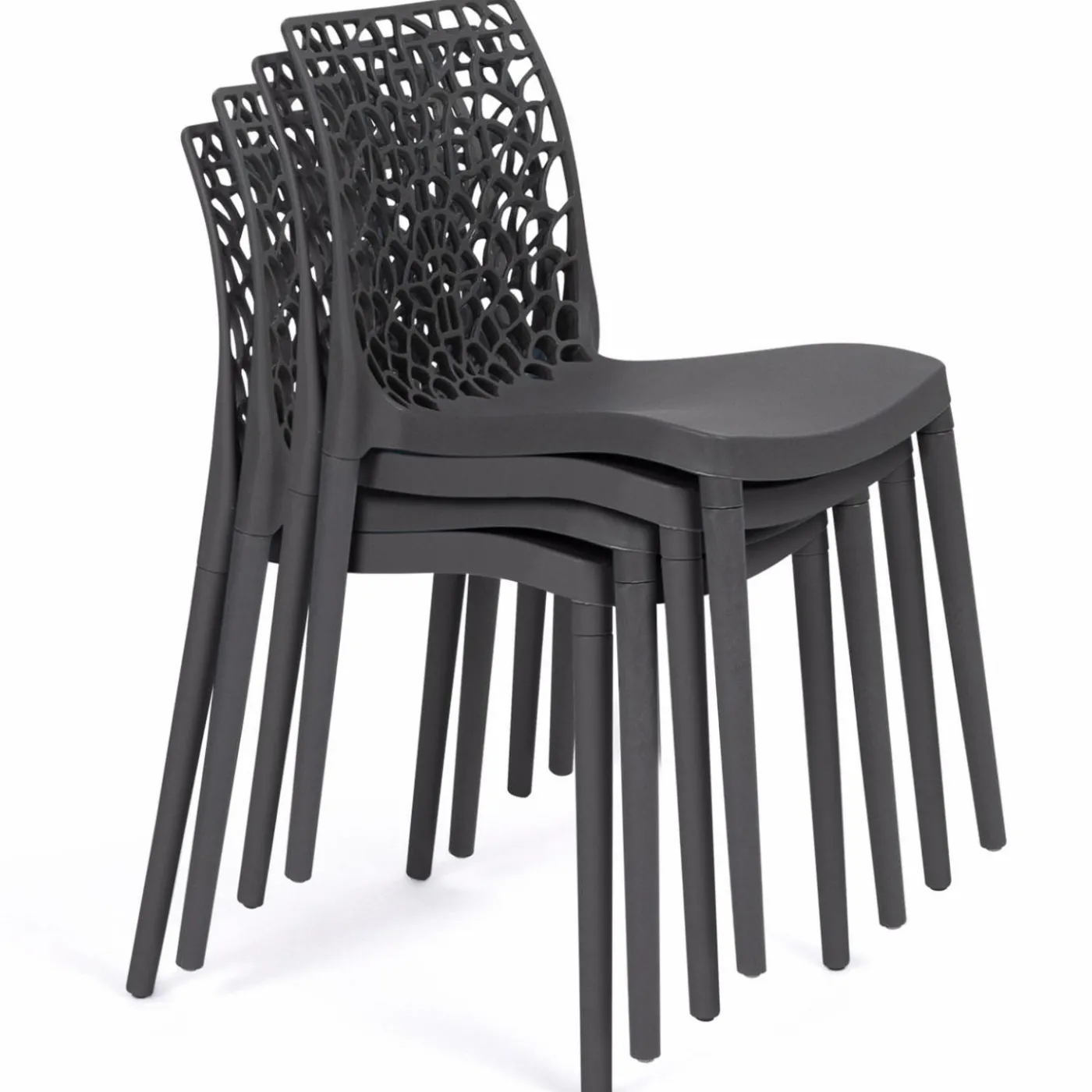 Chaises nid d'abeille gris anthracite : lot de 6