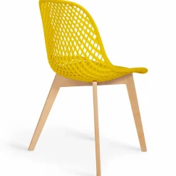 Chaises noir, gris clair, blanc et jaune