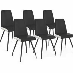 Chaises noires liseré blanc pieds araignée pour salle à manger
