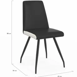 Chaises noires liseré blanc pieds araignée pour salle à manger