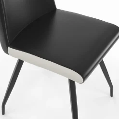Chaises noires liseré blanc pieds araignée pour salle à manger