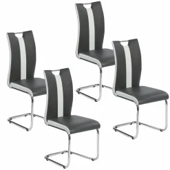 Chaises pieds métal chromé blanches et grises