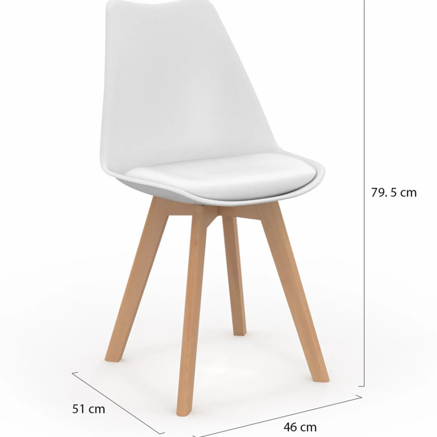 Chaises scandinaves 4 couleurs : pastel rose x2, blanc x2, gris clair x2 et bleu x2