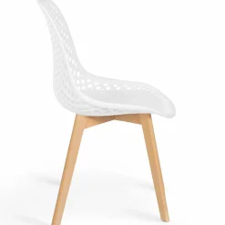 Chaises scandinaves blanches x6 avec dossier ajouré