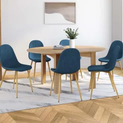 Chaises scandinaves en tissu bleu canard pour salle à manger