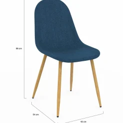 Chaises scandinaves en tissu bleu canard pour salle à manger