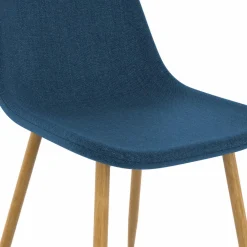 Chaises scandinaves en tissu bleu canard pour salle à manger