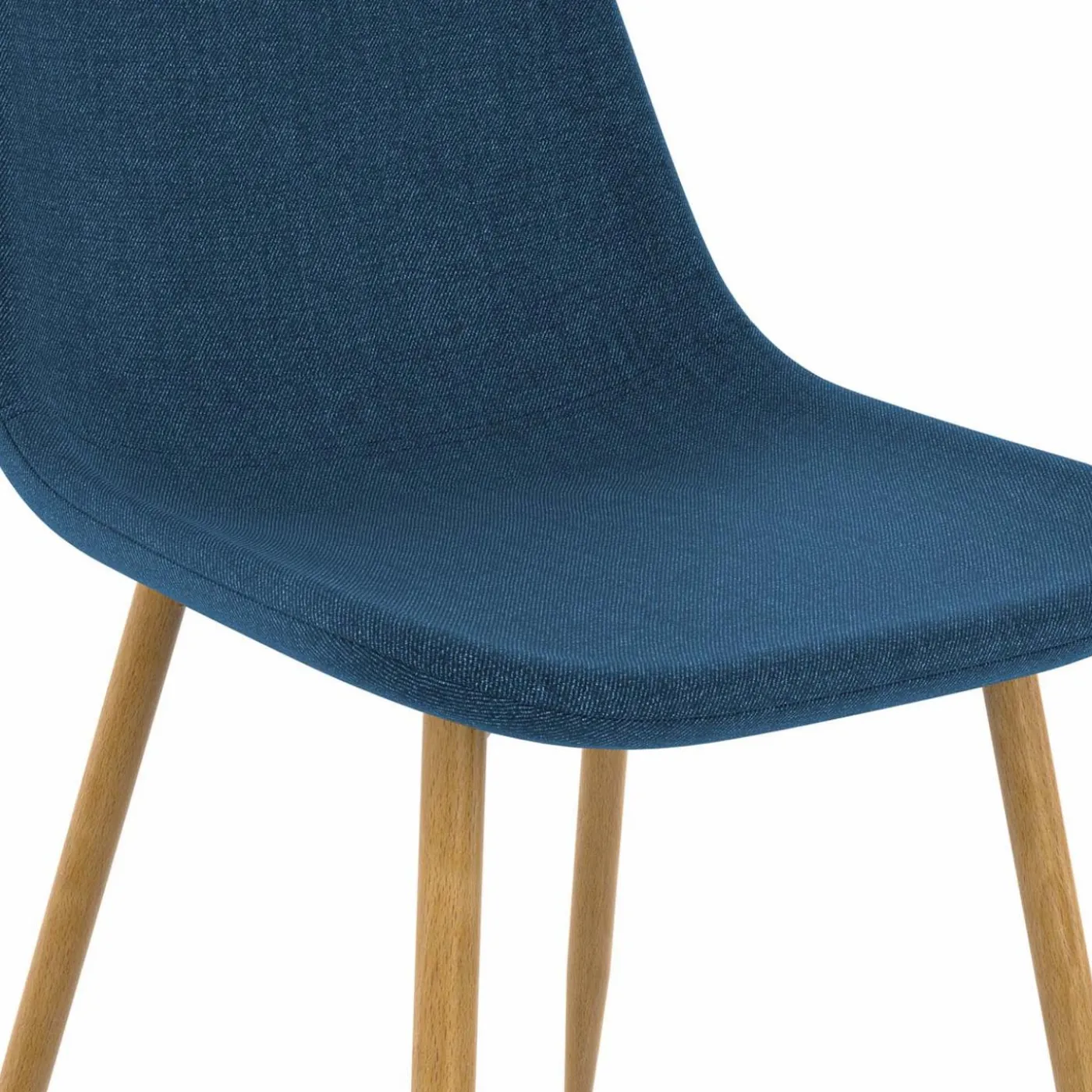 Chaises scandinaves en tissu bleu canard pour salle à manger