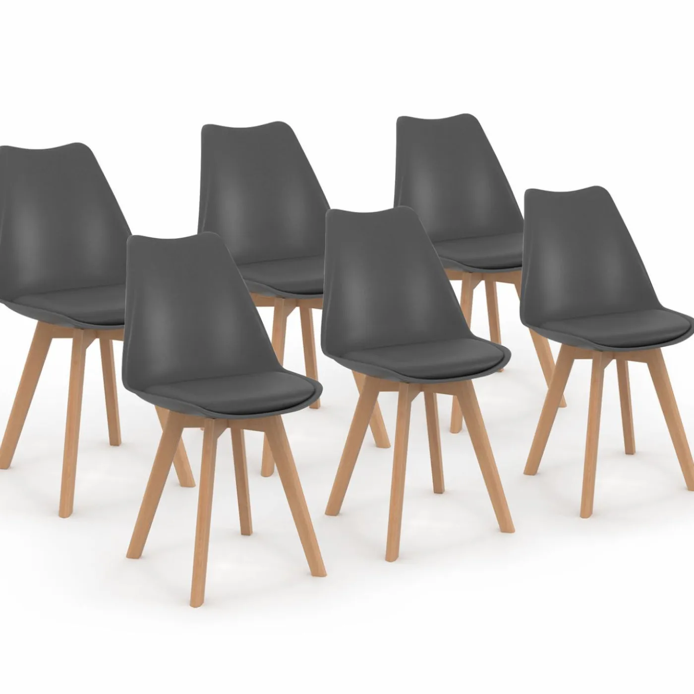 Chaises scandinaves grises avec coussin