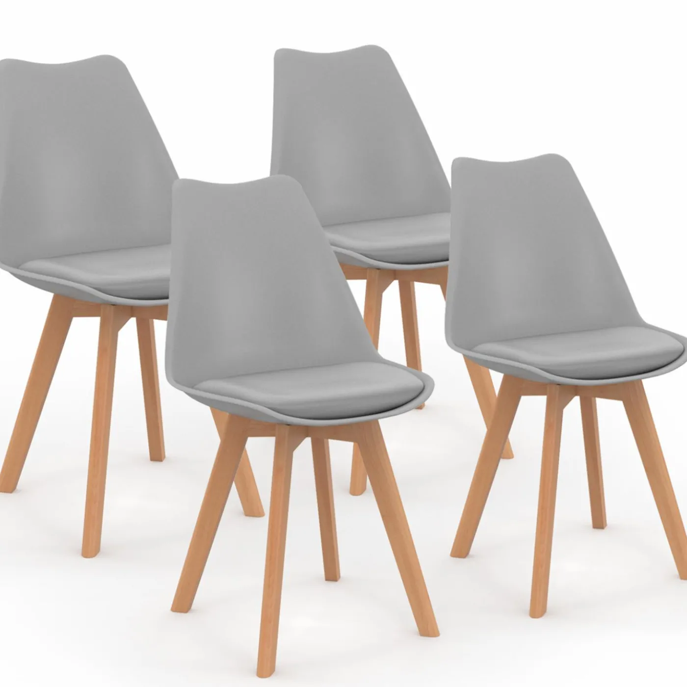 Chaises scandinaves grises avec coussin