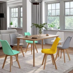 Chaises scandinaves mix color vert menthe, jaune, blanc et gris