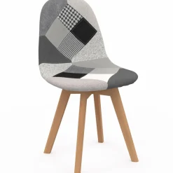 Chaises scandinaves mix color : gris, blanc, noir et patchworks