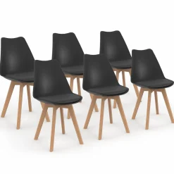 Chaises scandinaves noires avec coussin