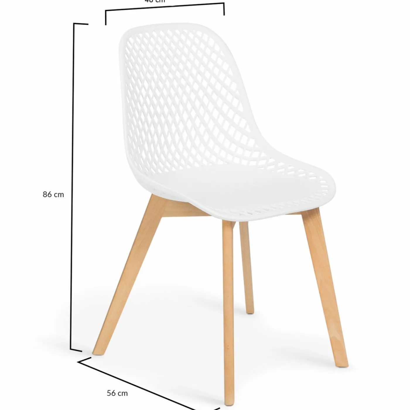 Chaises scandinaves pastel rose, blanc, gris clair x2, bleu x2 avec dossier ajouré