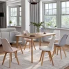 Chaises scandinaves rose pastel, gris, blanc avec coussin