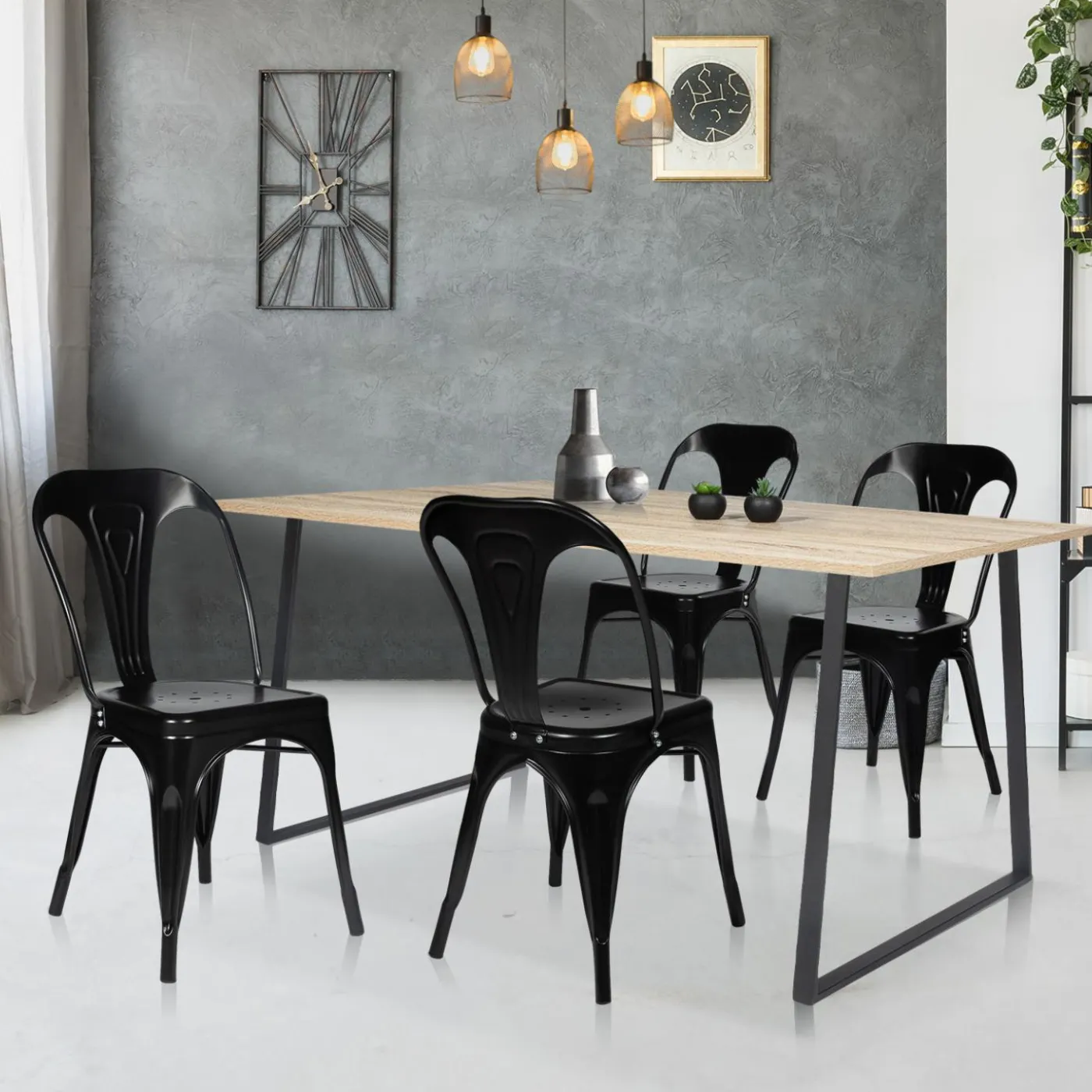 Chaises style industriel noir mat