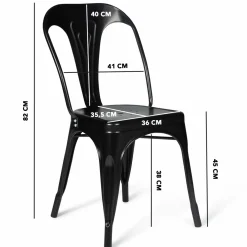 Chaises style industriel noir mat