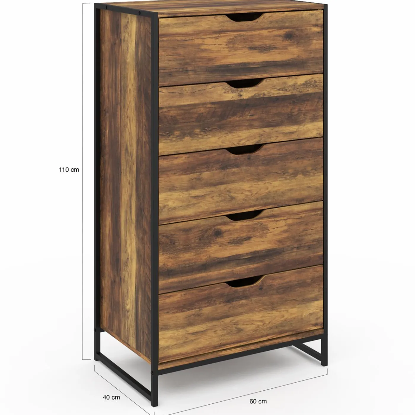 Chiffonnier design industriel 5 tiroirs