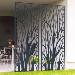 Claustra extérieur métal gris motif arbre