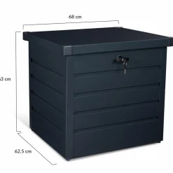 Coffre de jardin verrouillable en métal gris anthracite 200 L
