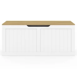 Coffre de rangement bois et blanc