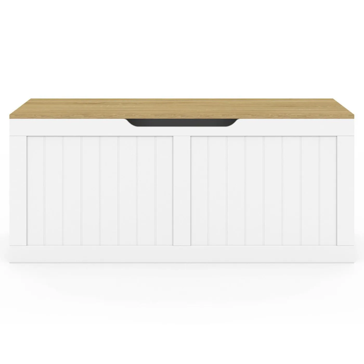 Coffre de rangement bois et blanc