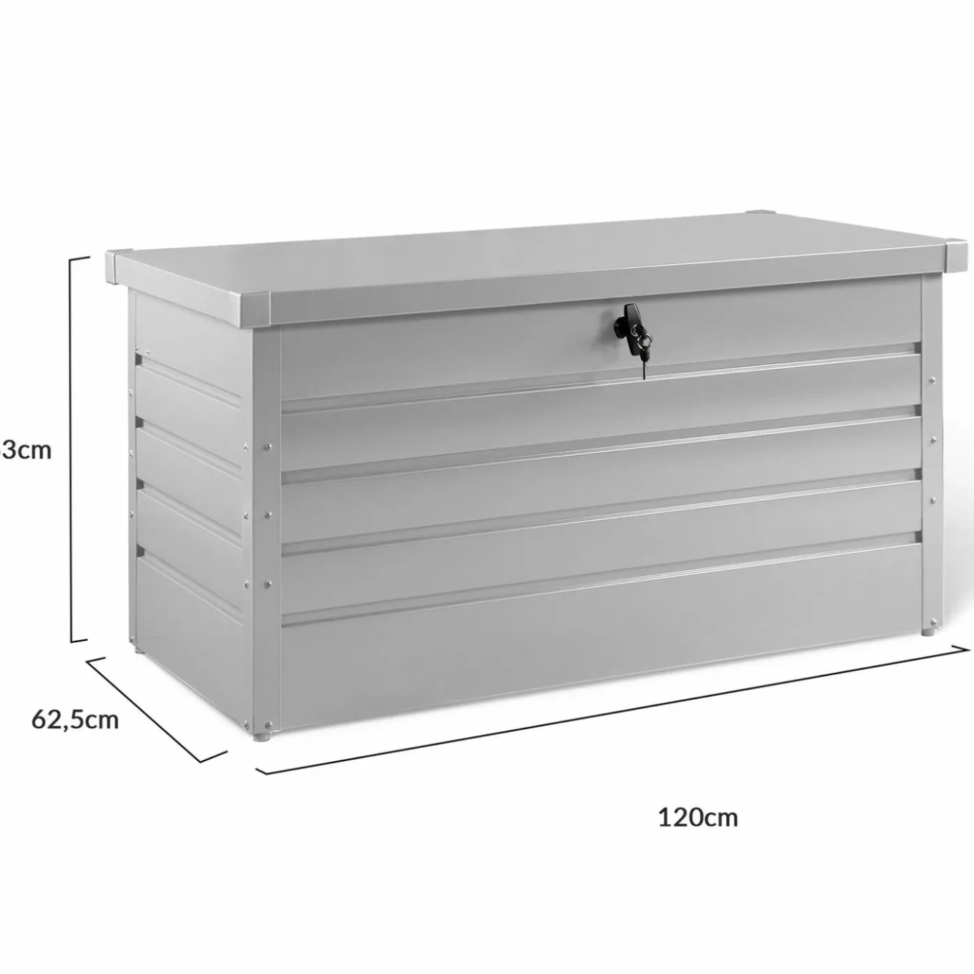 Coffre de rangement extérieur étanche en métal gris clair 350L